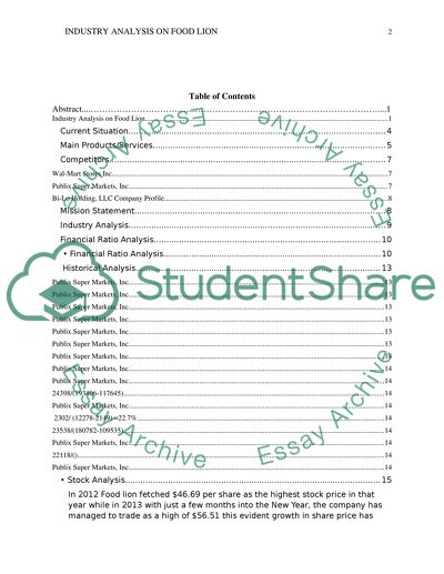 Industry Analysis on Food Lion