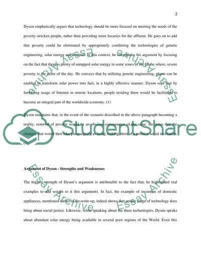 Paper on Freeman Dysons Technology and Social Justice