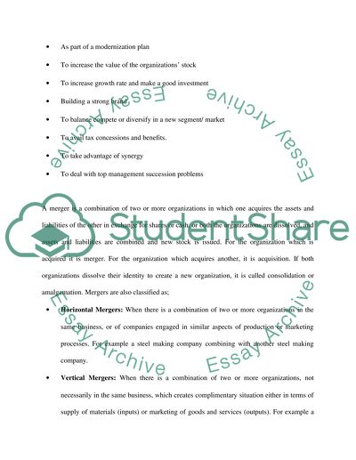 Financial Managment about (Mergers & Acquisitions)