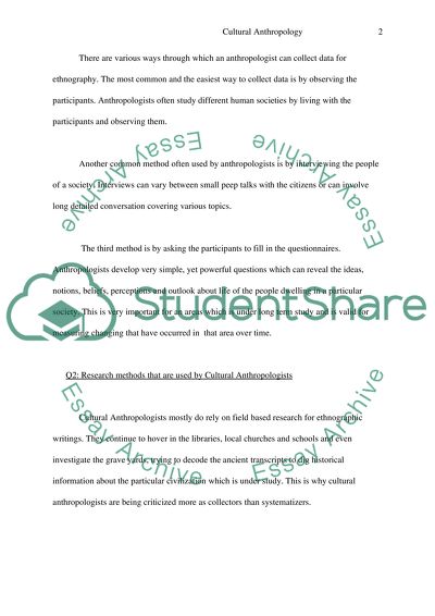 Research Methods Used by Cultural Anthropologists