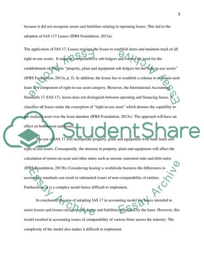 Problems Arising from International Accounting Standard17 Leases