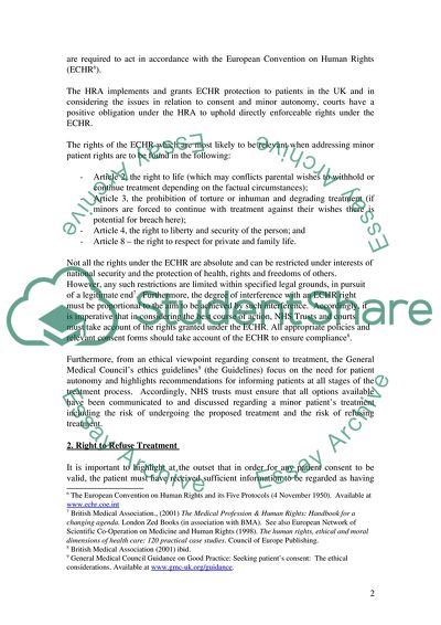 Is the Autonomy of Children Upheld in Consenting to Medical Treatment