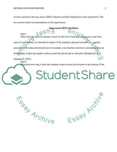 Calculating a Return on Investment