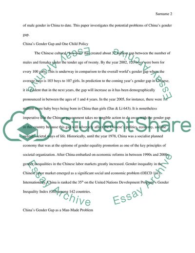 Potential Problems of Chinas Gender Gap