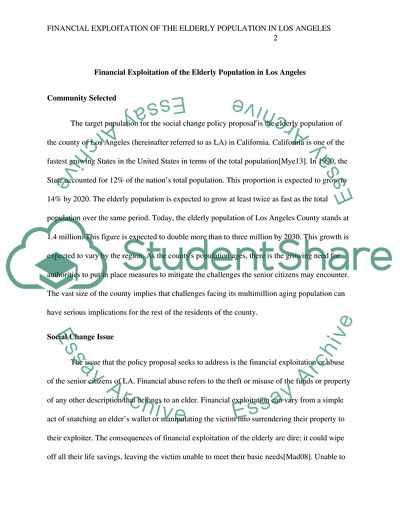 Financial Exploitation of the Elderly Population in Los Angeles
