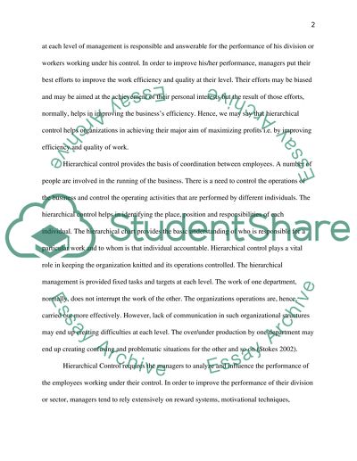 Functions Hierarchic Control Play in Firms