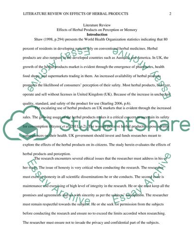 Effects of Herbal Products on Perception or Memory