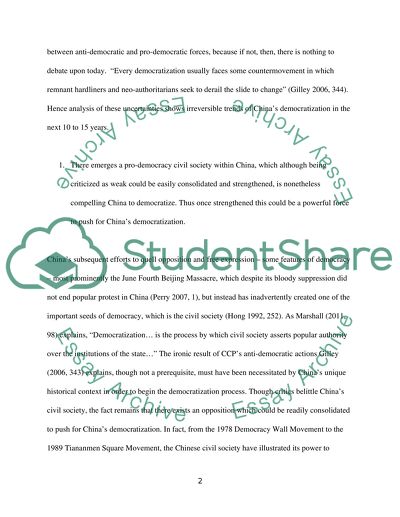 China: a democracy in ten to fifteen years