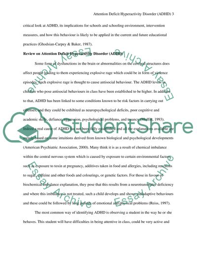 Specific Behaviour Problems: Attention Deficit Hyperactivity Disorder