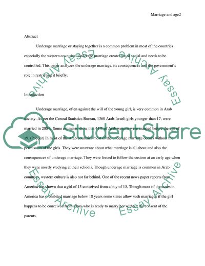 Should The Government Have Control Over The Minimum age requirement to get Married