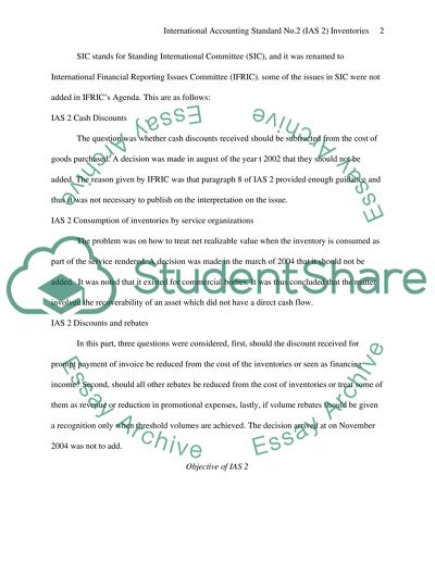 Analyzing the International Accounting Standard No.2 (IAS2) Inventory