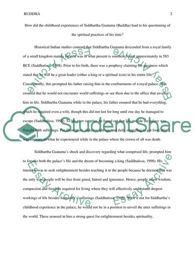 How did the Childhood Experiences of Siddhartha Guatama Lead the Spiritual Practices of His Time