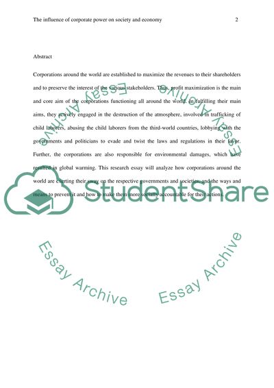 The Influence of Corporate Power on Society and Economy