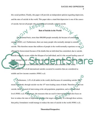 The depression and suicide rate in our world today in regards to sociology