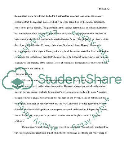 Factors Influencing the Evaluation of President Obama