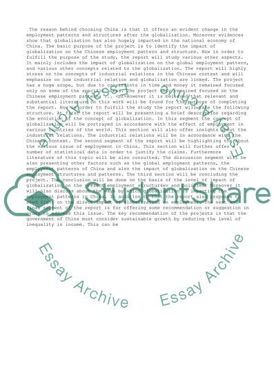 The Impact of Globalisation on Recent Changes to Employment Patterns and Structure