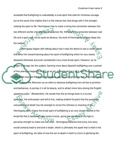 Ernest Hemingway about Bullfighting