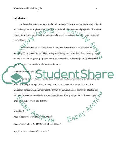 Materials Analysis/Selection