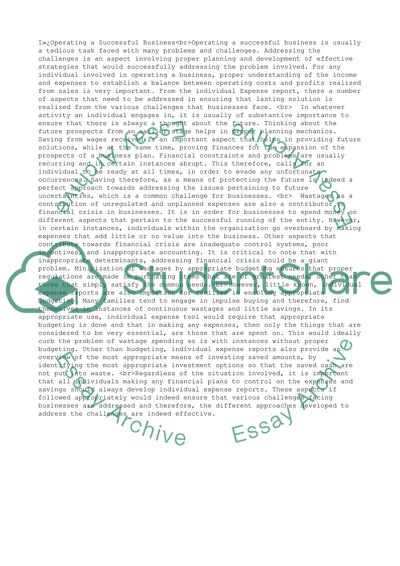 Operating a Successful Business