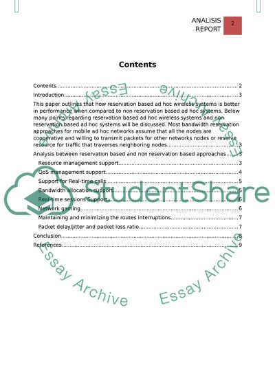 Analysis to Prove Reservation-based Ad Hoc Wireless Systems is Better in Performance