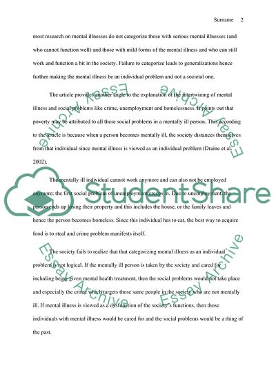 Mental Illness: Structural Function Approach