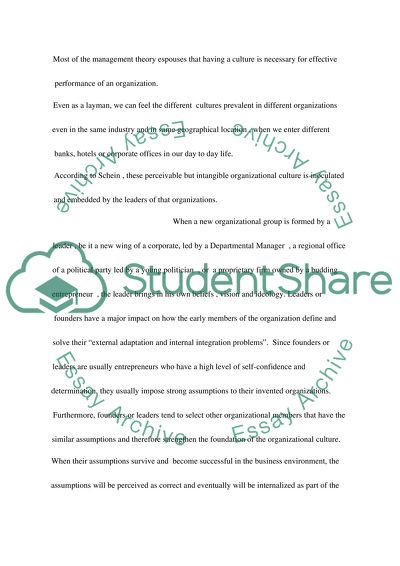 Culture for Effective Performance of an Organization