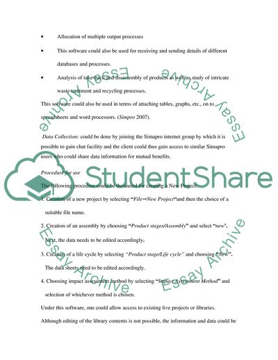 Application of Computer Software SimaPro5.1