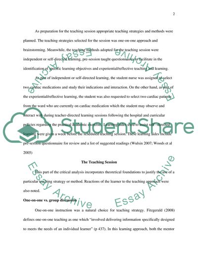 Teaching a Second Year Student Nurse About Cardiac Medications