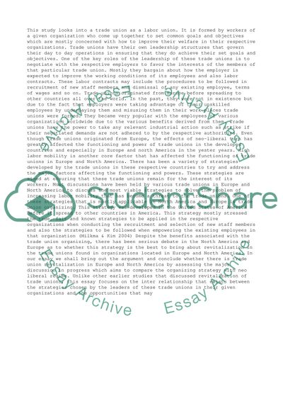 Trade Union Revitalization in Europe and North America