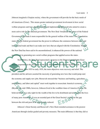 Compare Lyndon Johnsons Great Society with Franklin Roosevelts New Deal