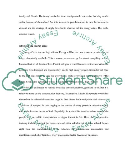American Consumers and the growing energy crisisThe Effects on Transportation Industry