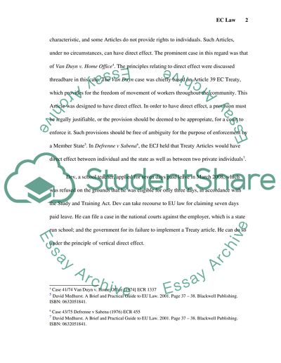 Reliance on EC Law, Treaty Articles