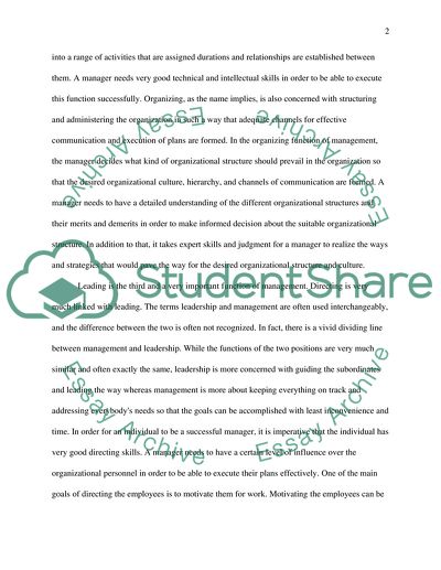 Four managerial function