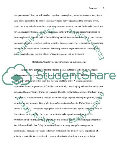 Screening of Non- Nnative Species in US Border