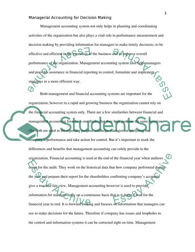 Managerial Accounting for Decision Making
