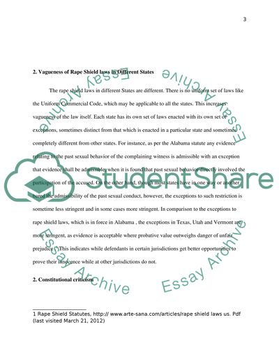 Research Proposal on The Rape Shield Law