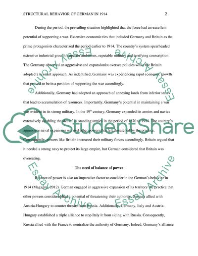 Structural Behavior of German in 1914