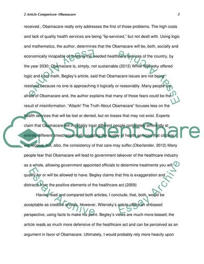 Opinion vs. Research Based Resources: Obamacare