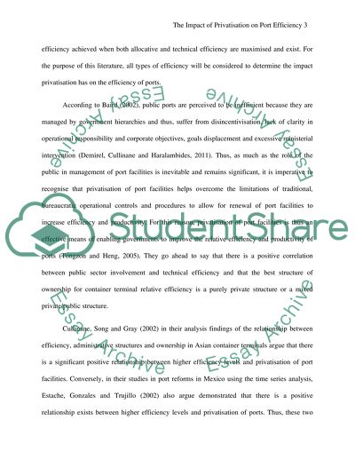 The impact of privatisation on port efficiency