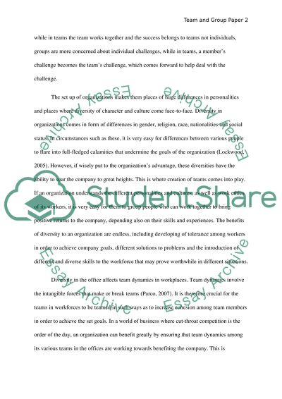 Team and Group Paper