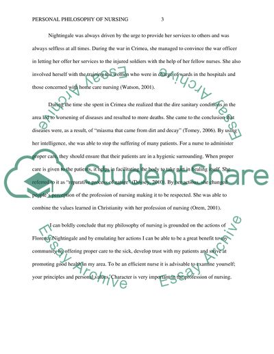 Personal Philosophy of Nursing