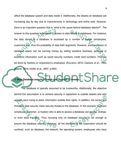 Potential Threats to the Database