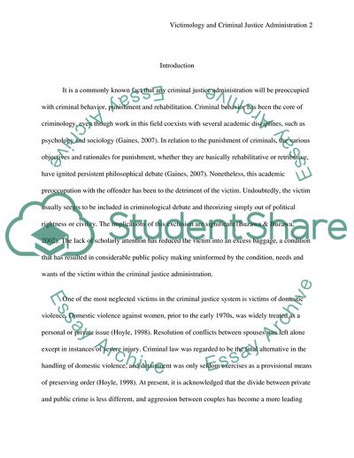 Criminal Justices View on Domestic Violence