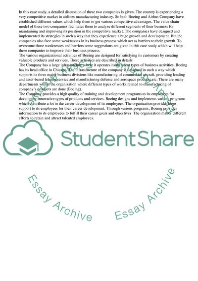 Boeing Airbus - the Models of Value Chain Analysis