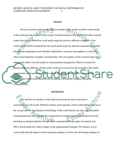Effect of Social Networks on Communication Management