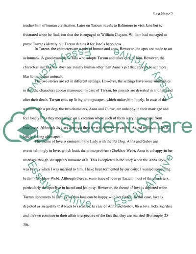 Comparison of The Lady with the Pet Dog by Anton Chekhov, and Tarzan by Edgar Rice Burroughs