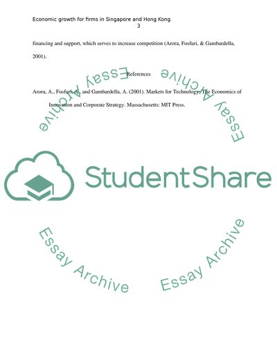 Economic Growth for Firms in Singapore and Hong Kong