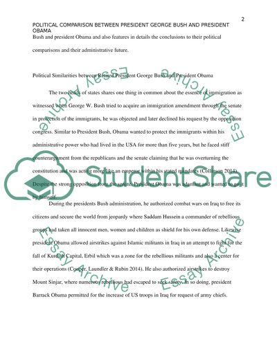 Political comparison between president George Bush and president Obama