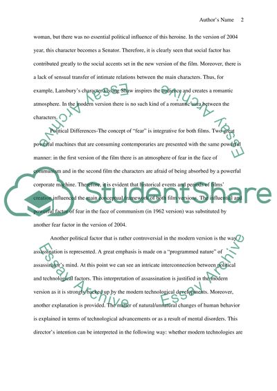 Comparing the 1962 Version of The Manchurian Candidate with the 2004 version