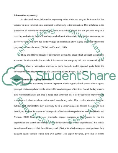 Analysis of Information Asymmetry